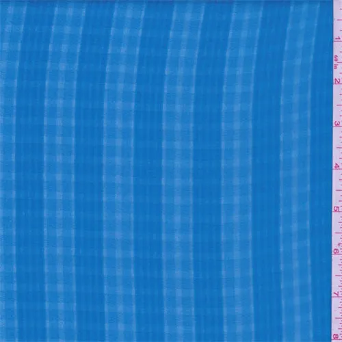 3 1/8 YD PC-Azul Blue Plaid Polyester Chiffon Fabric