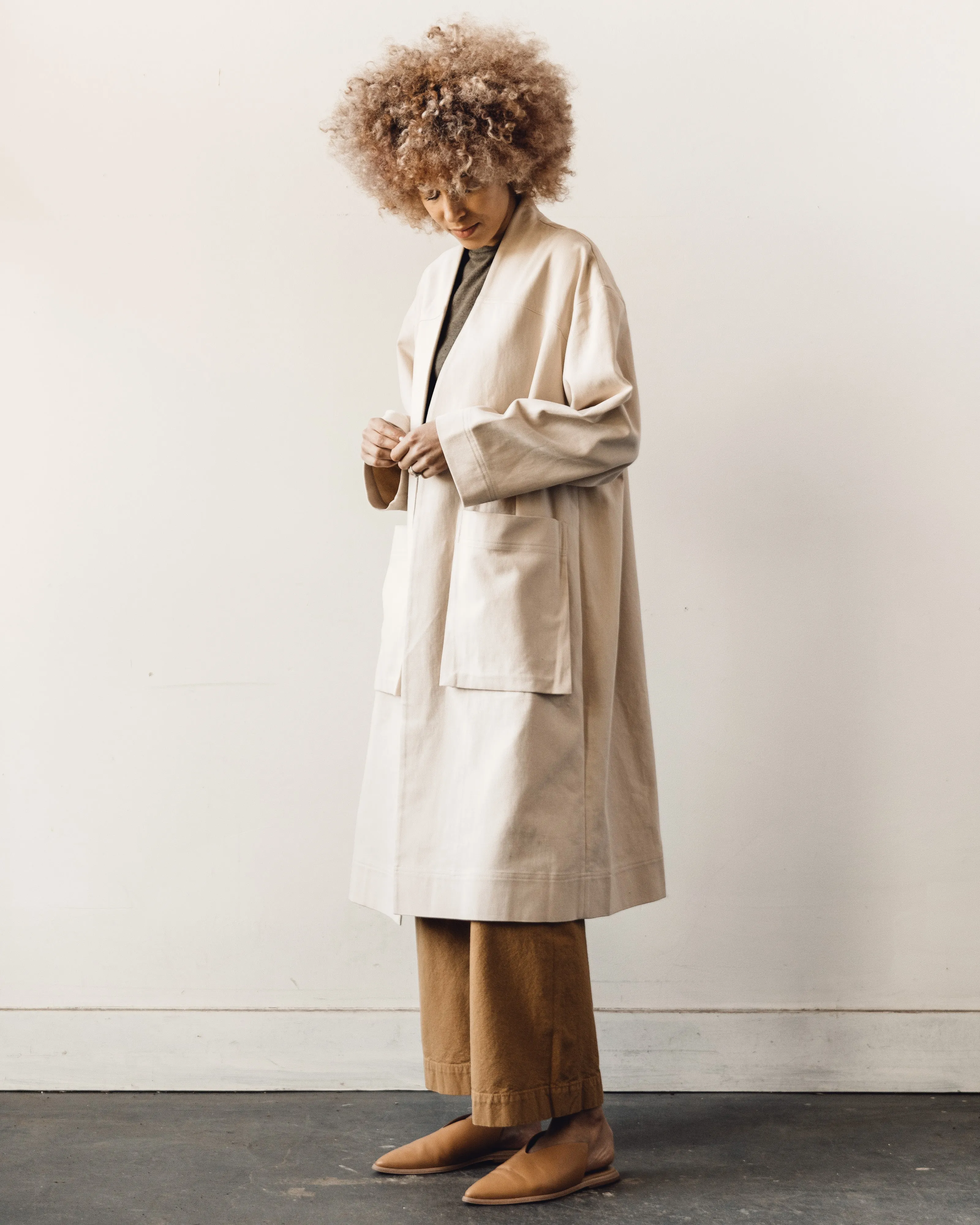 7115 Pockets Long Coat, Sand Beige