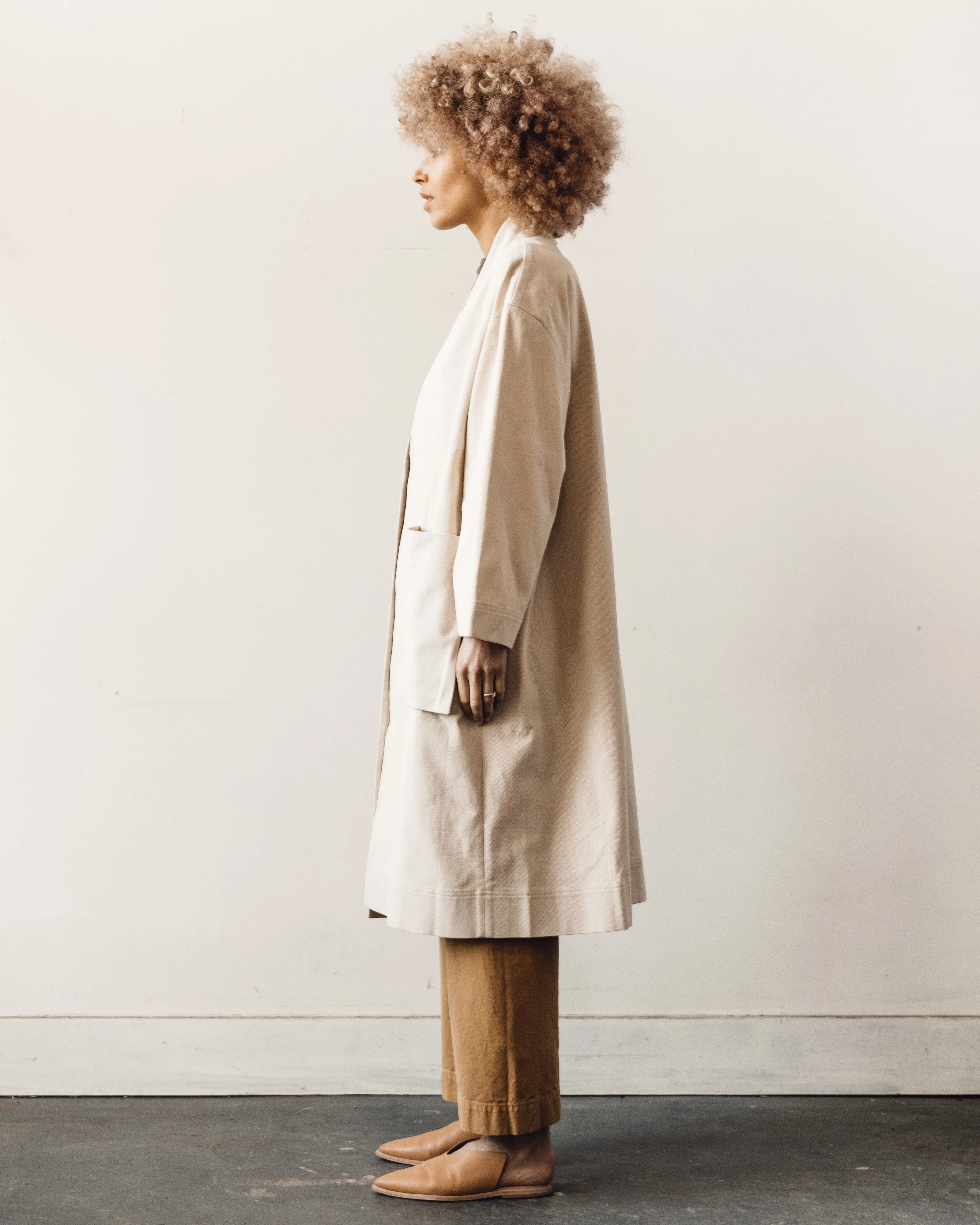 7115 Pockets Long Coat, Sand Beige