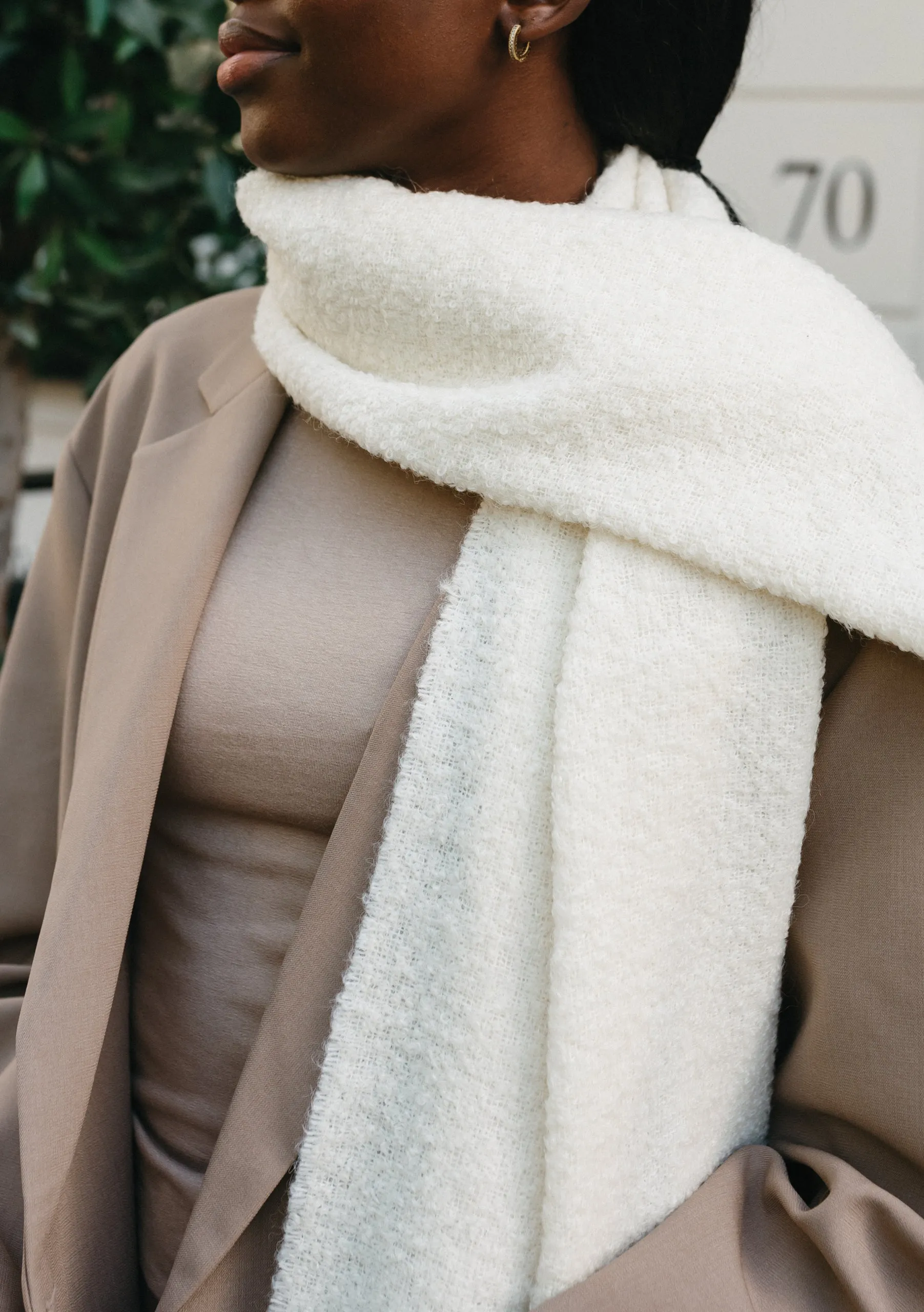 Alpaca Oversized Scarf in Cream