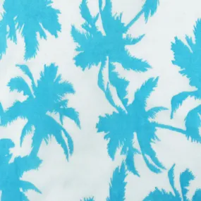 Aquatic Teal-Ivory Palm Tree Printed Crepe Chiffon Fabric