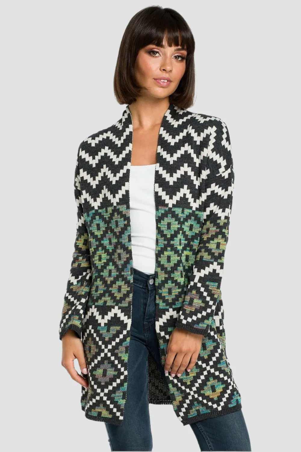 Aztec Knitted Cardigan with Pockets