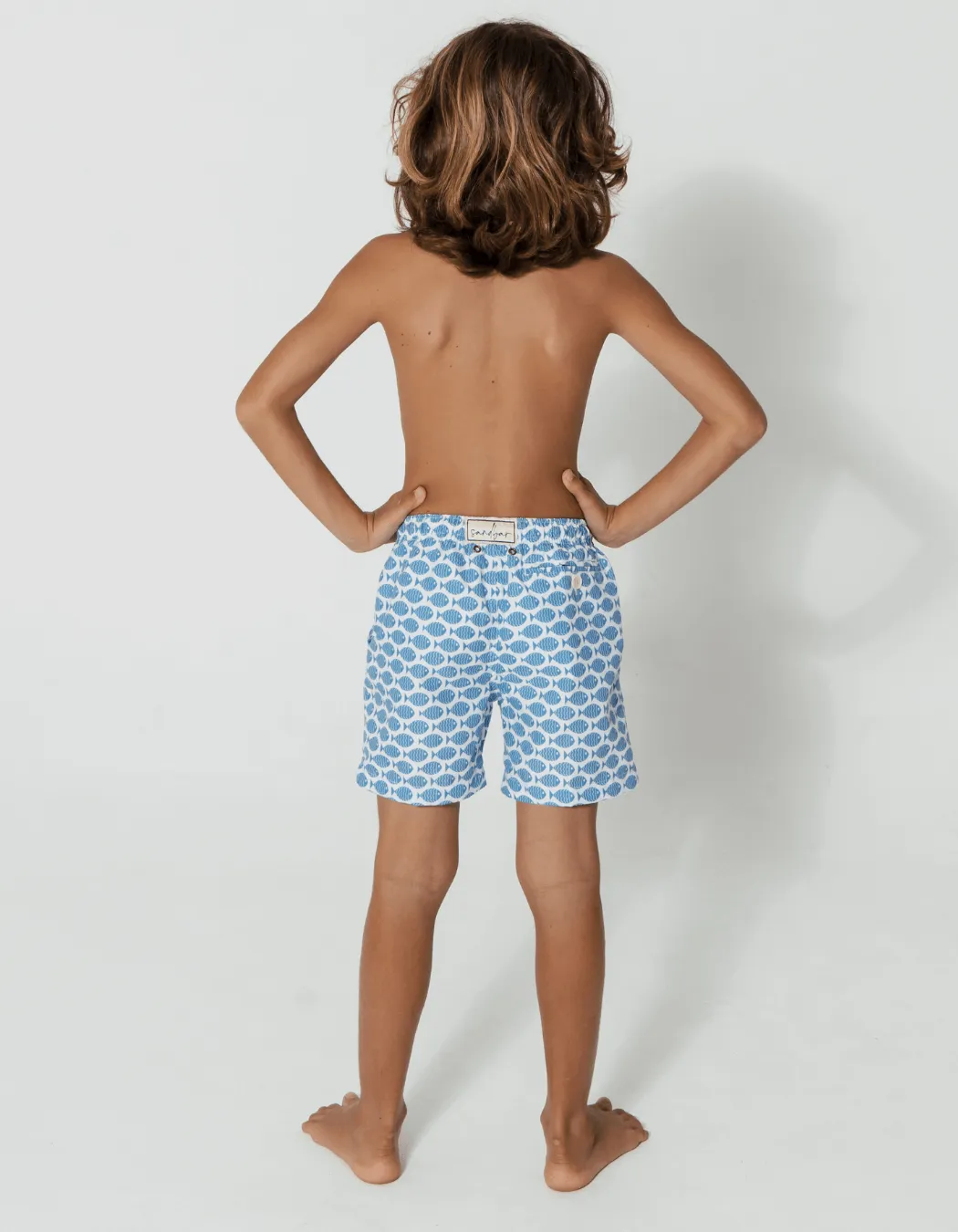 Baby Blue Fish Boys Swim Shorts