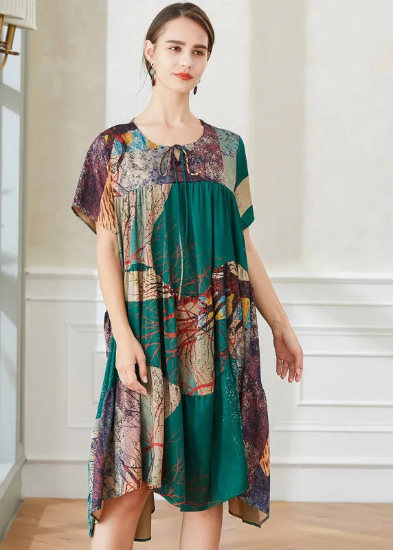 Beautiful Colorblock Asymmetrical Patchwork Tie Dye Chiffon Dresses Summer LY0291