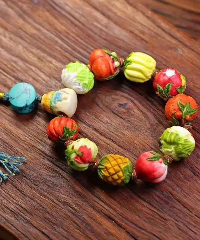 Beautiful Colorblock Hand Knitting Fruit And Vegetable Tassel Bracelet ML0676