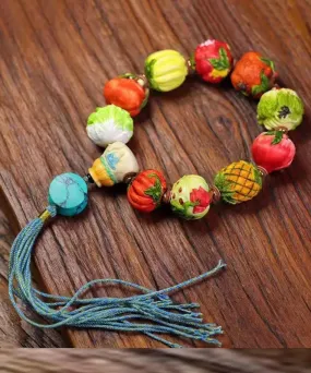 Beautiful Colorblock Hand Knitting Fruit And Vegetable Tassel Bracelet ML0676