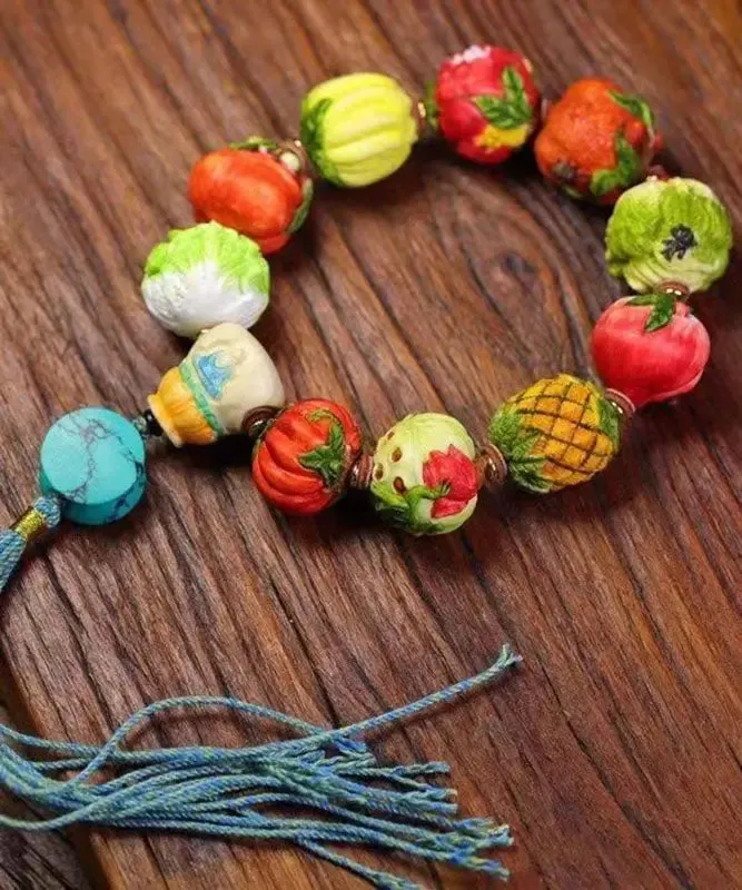 Beautiful Colorblock Hand Knitting Fruit And Vegetable Tassel Bracelet ML0676