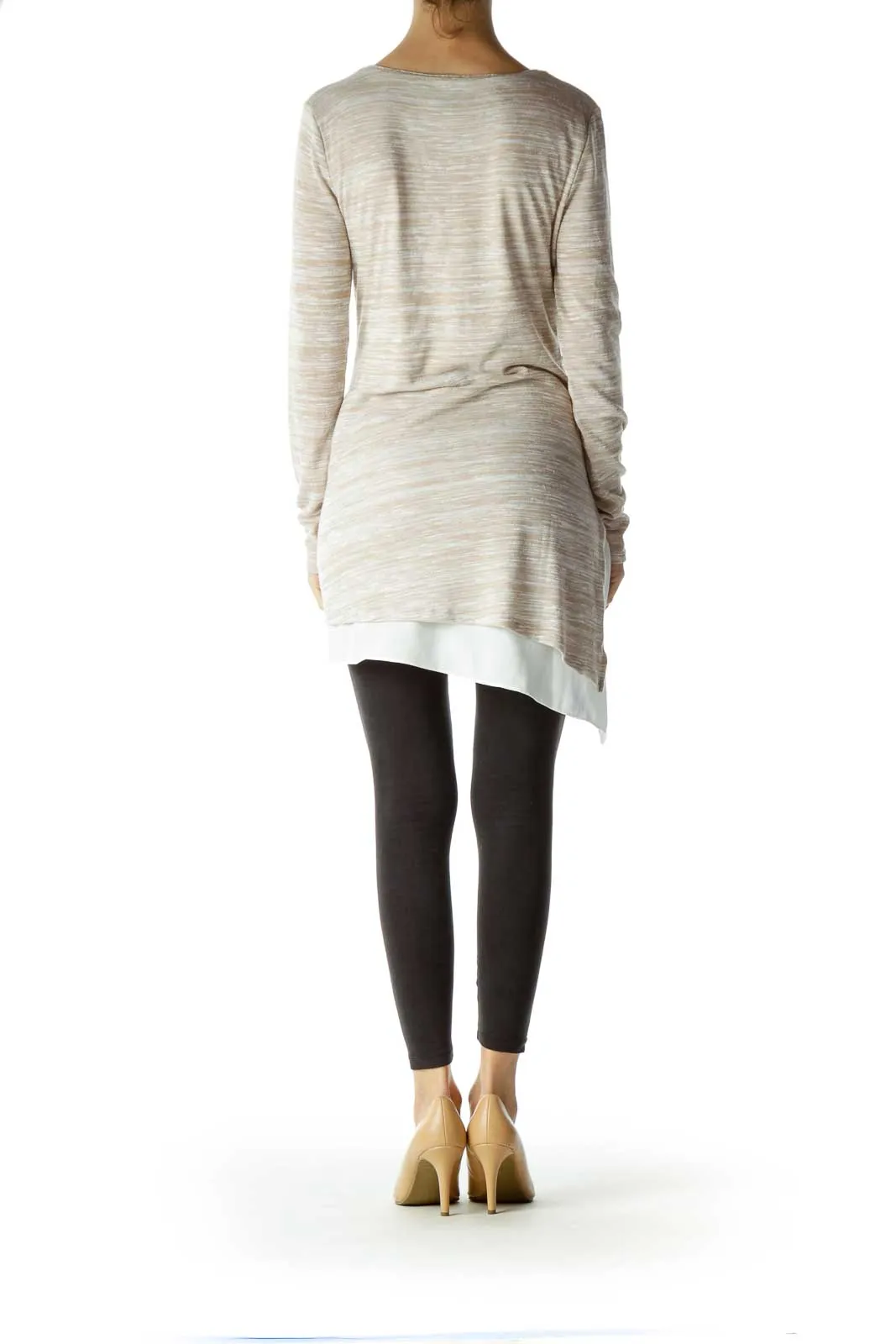 Beige Mottled Layered Knit