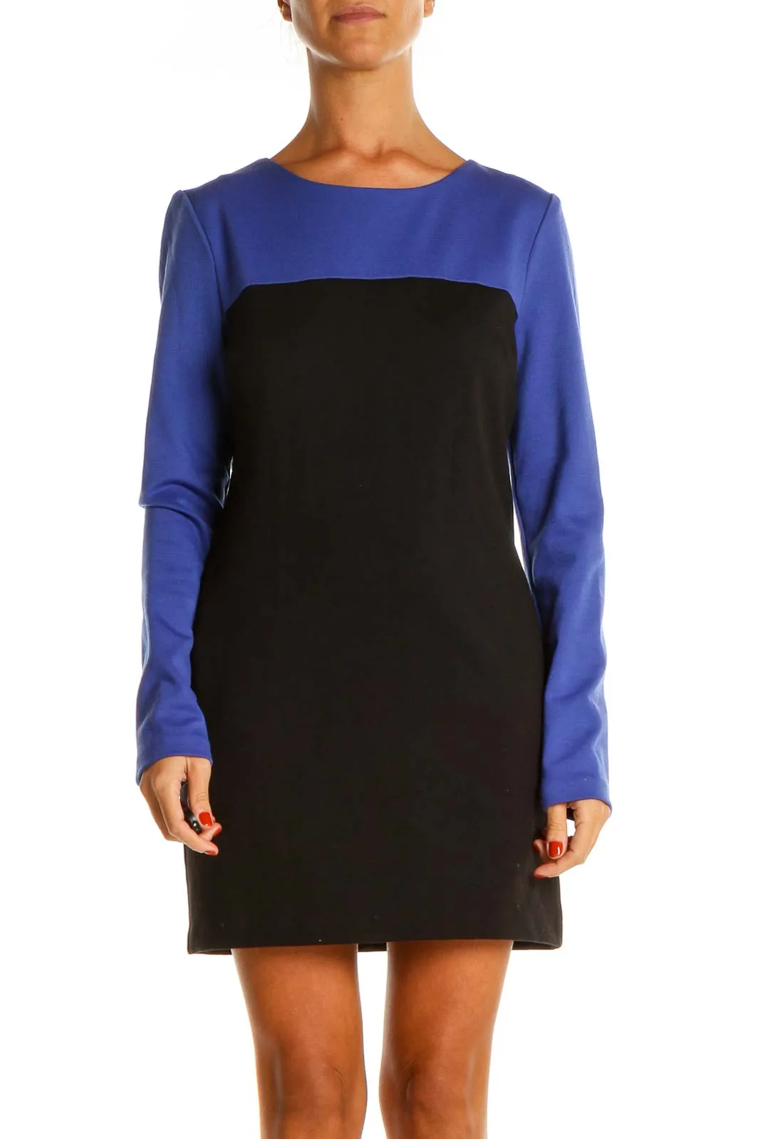 Black Colorblock Day Sheath Dress