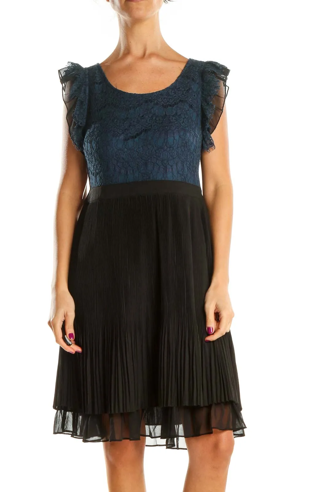 Black Colorblock Punk Fit & Flare Dress