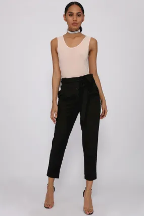 Black High Waisted Cigarette Leg Trousers