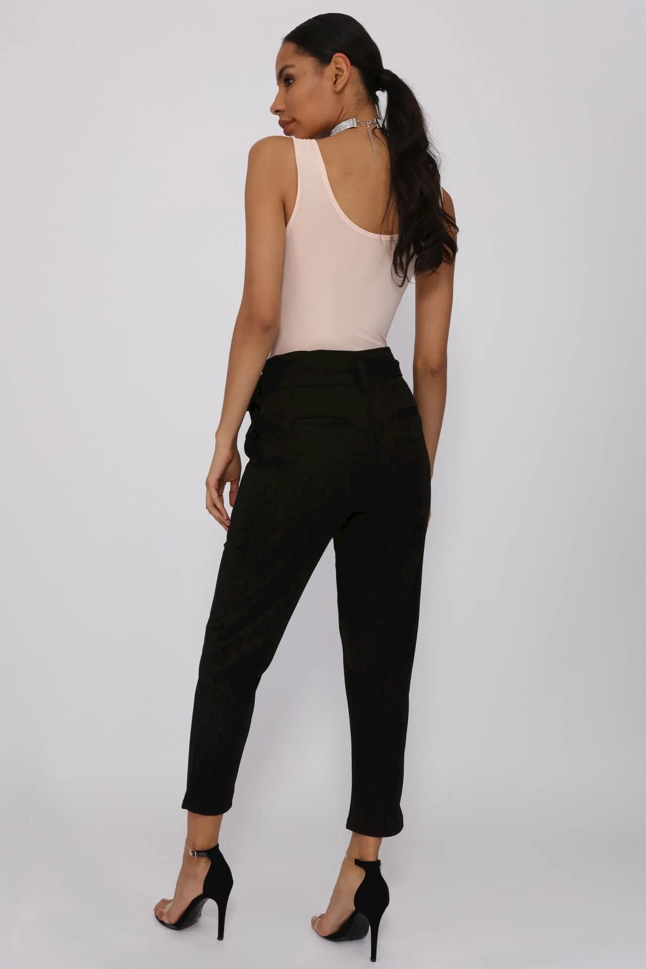 Black High Waisted Cigarette Leg Trousers