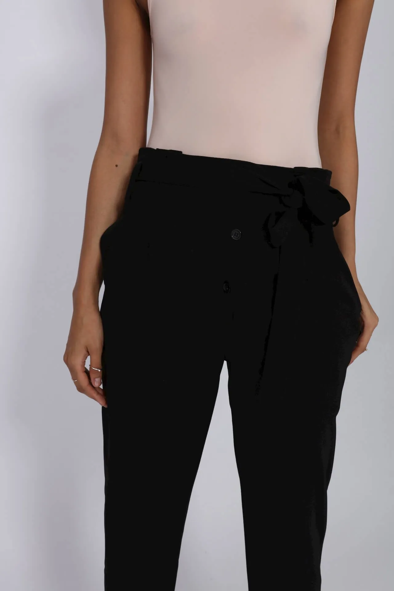 Black High Waisted Cigarette Leg Trousers