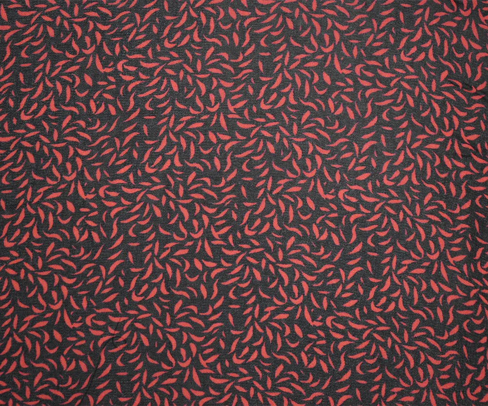 Black-Red Abstract Printed Poly Chiffon Woven Fabric