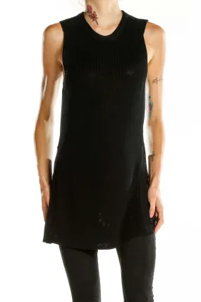 Black Sleeveless Knit Tunic Top