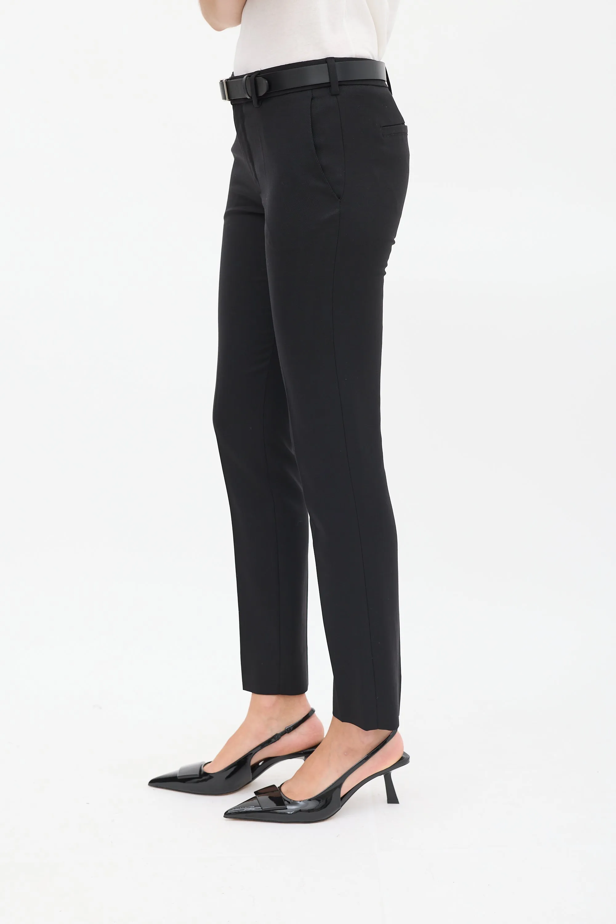 Black Wool Slim Tapered Trouser