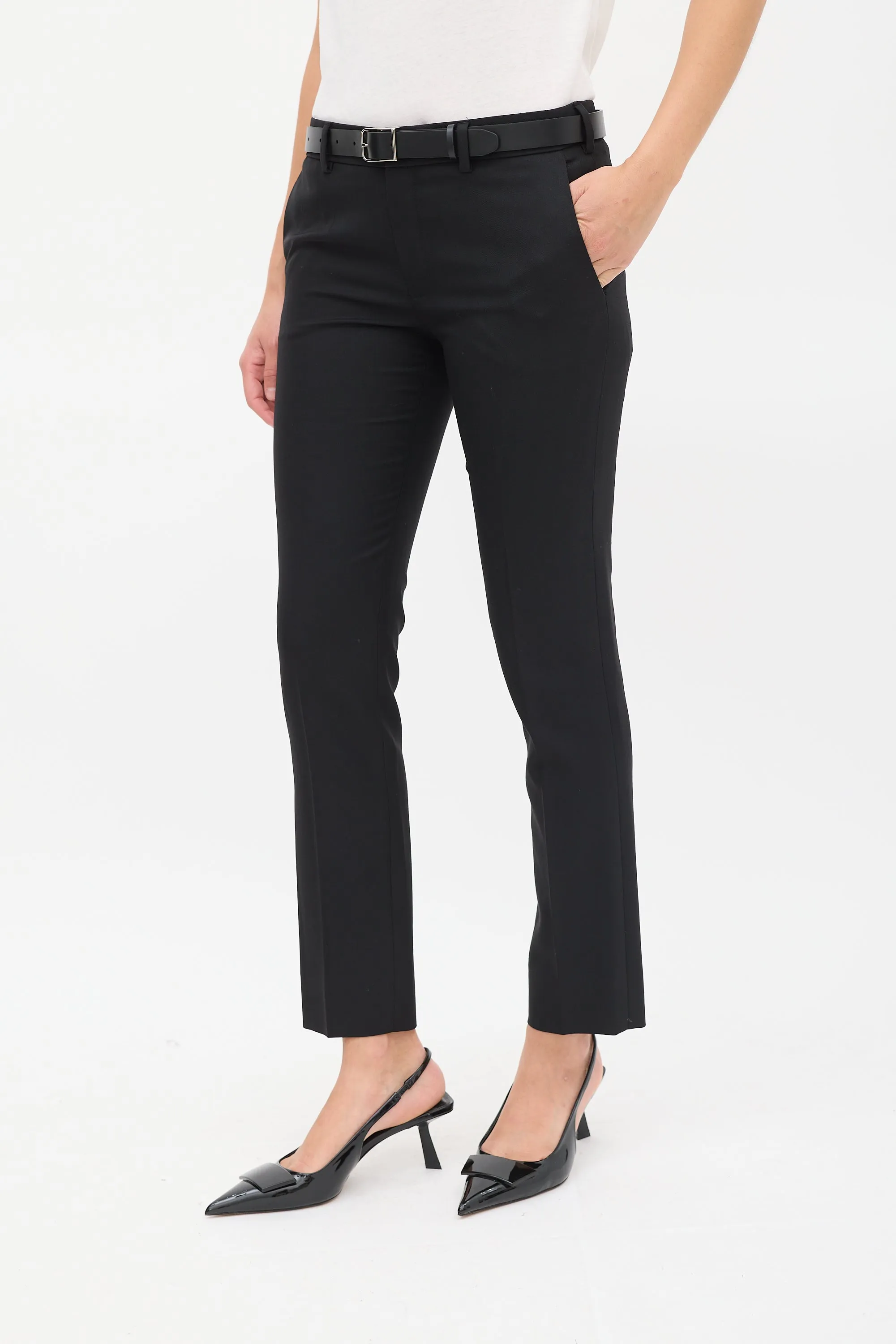 Black Wool Slim Tapered Trouser