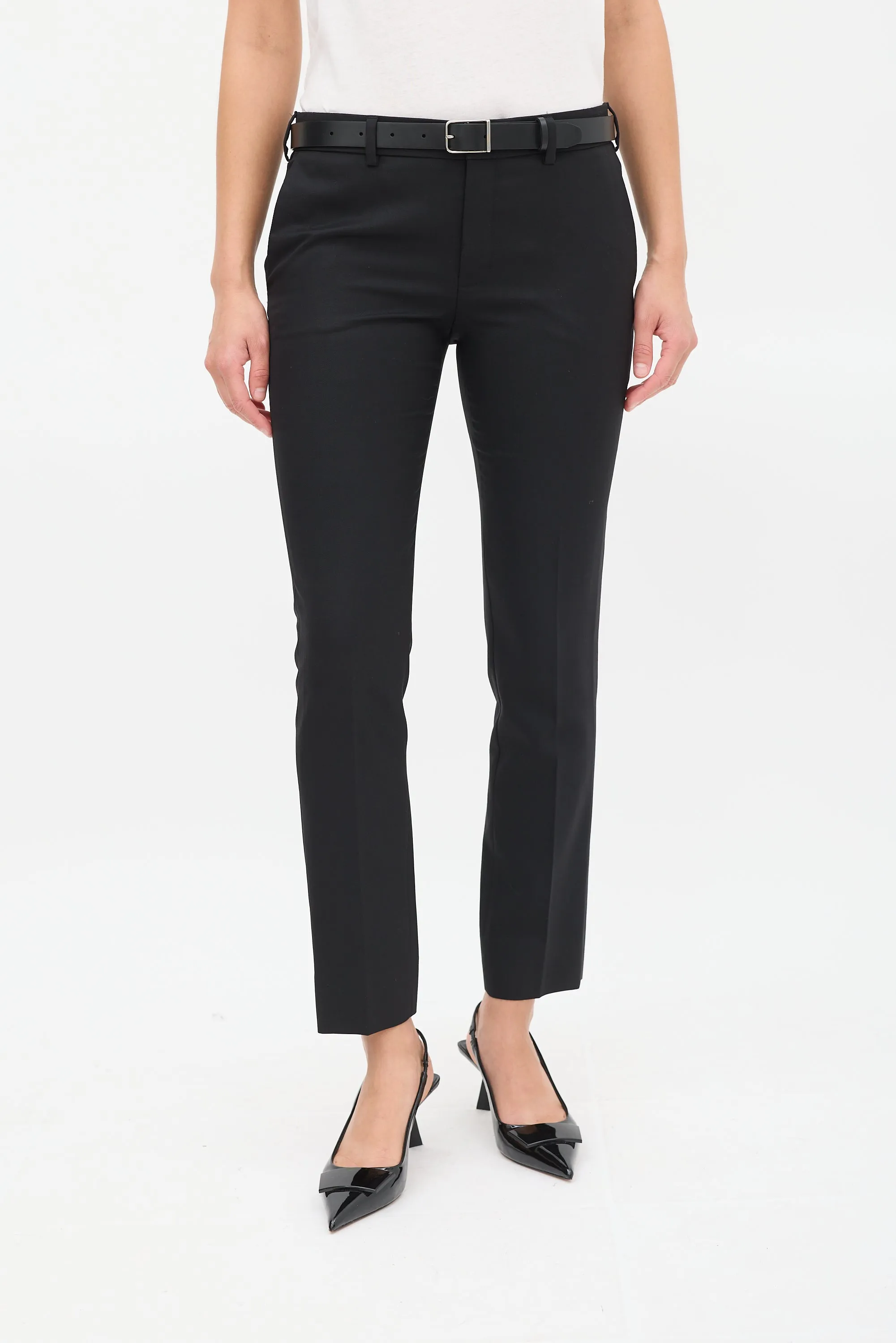 Black Wool Slim Tapered Trouser