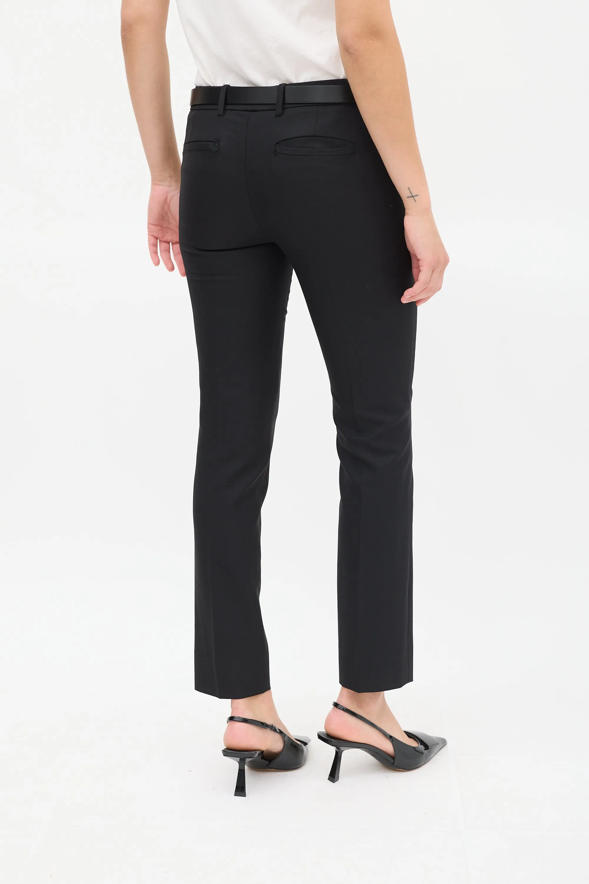 Black Wool Slim Tapered Trouser