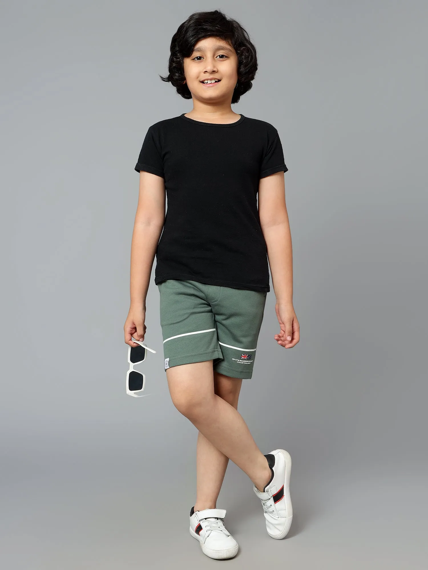 Boy's Green Printed Bermuda Shorts