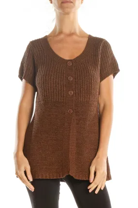 Brown Knit Bohemian Empire Waist Top