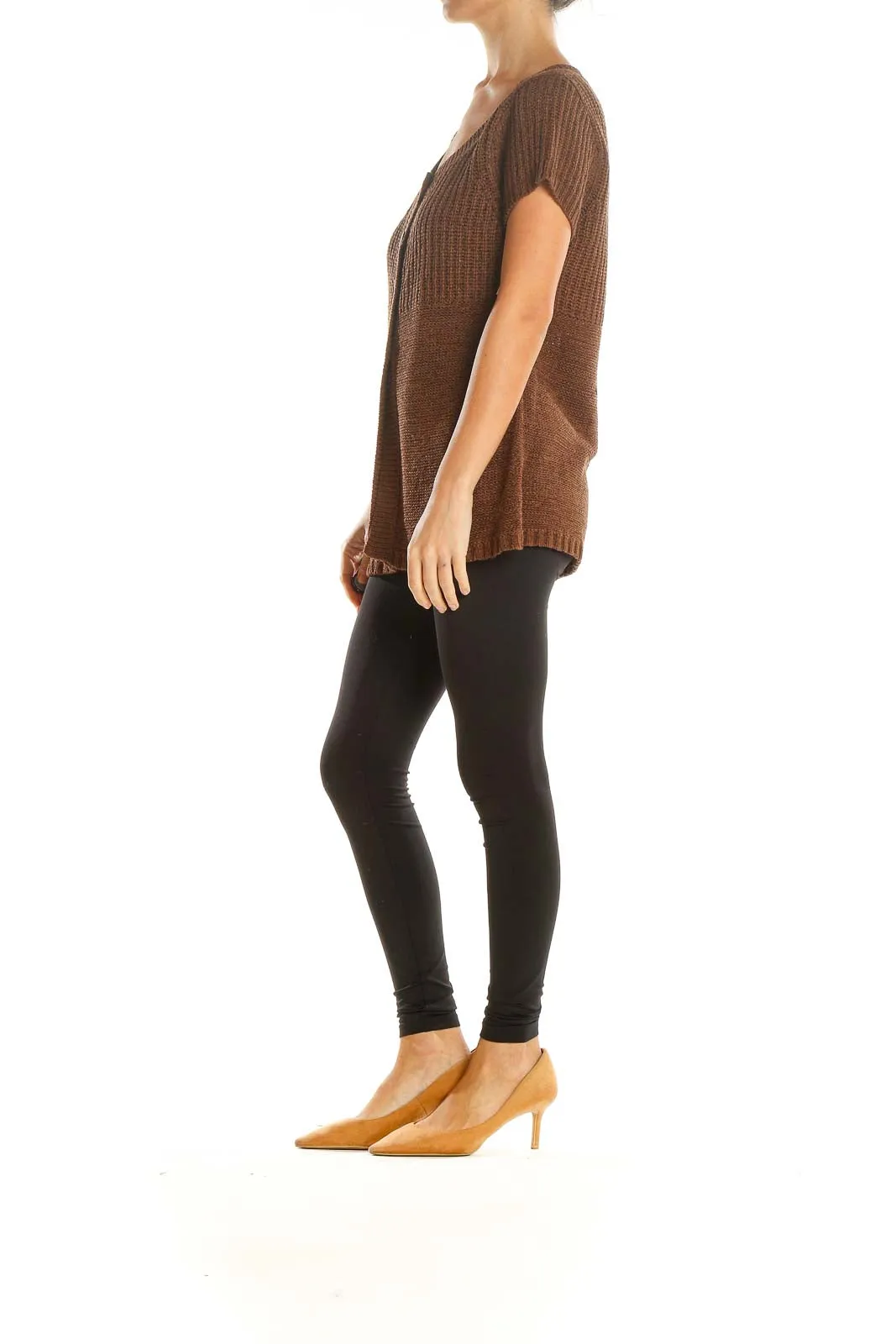 Brown Knit Bohemian Empire Waist Top