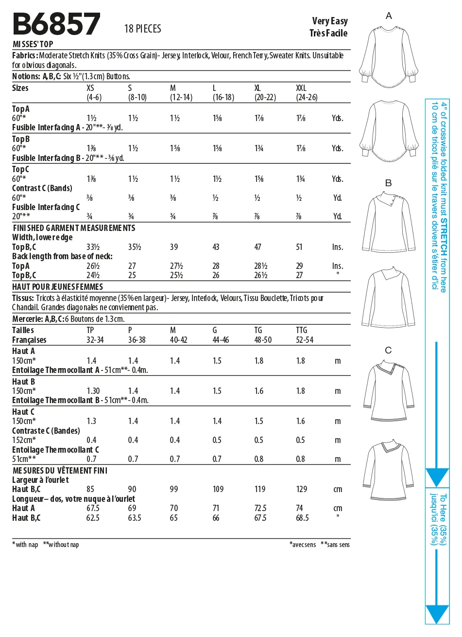 Butterick Knit Tops B6857