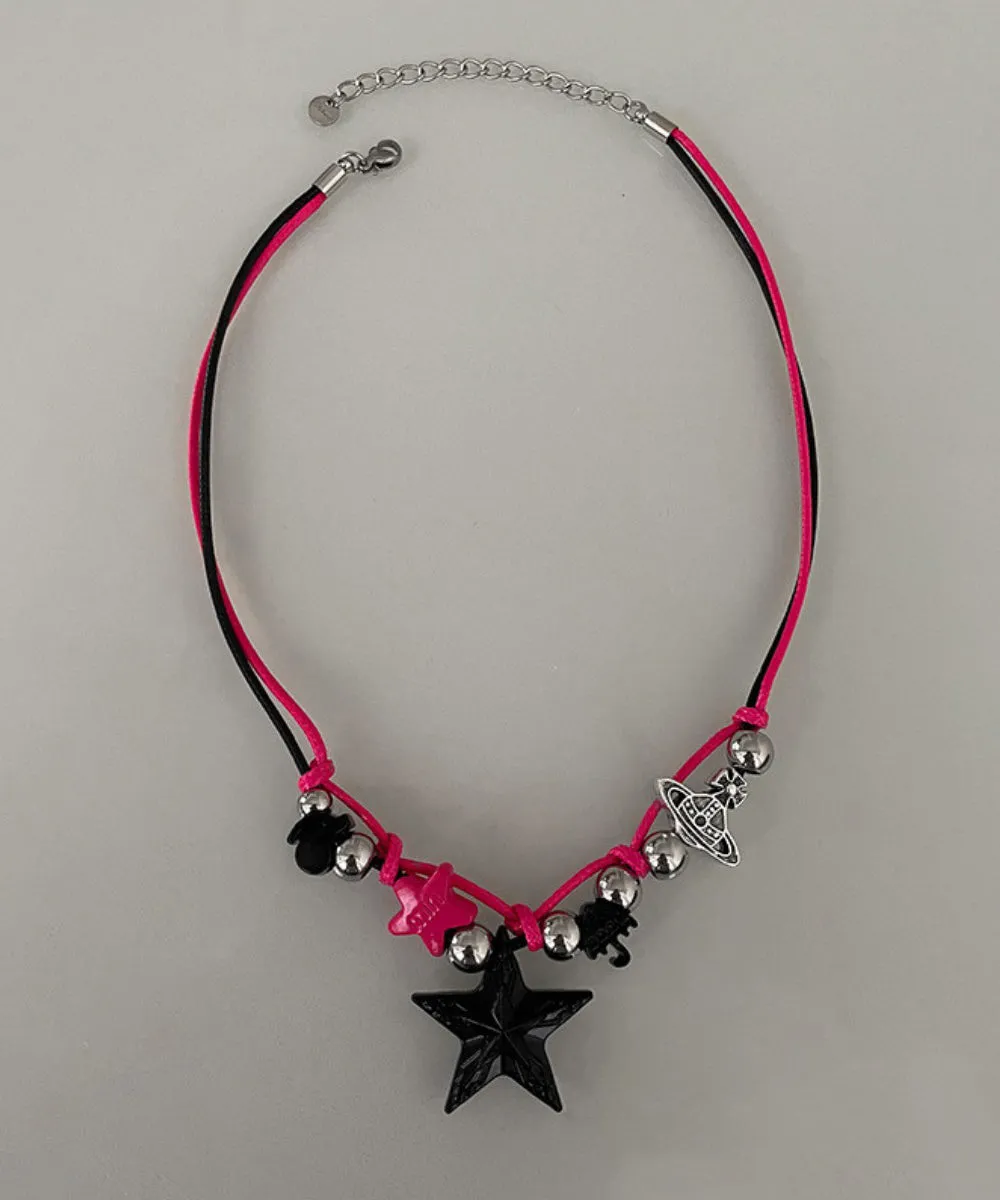 Chic Colorblock Stainless Steel Alloy Star Pendant Necklace ZZ051