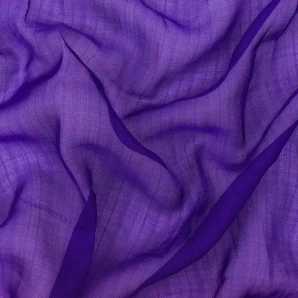 Deep Indigo Purple Solid Cross-Hatch Polyester Chiffon Woven Fabric