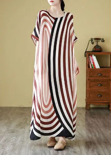 Diy Colorblock Oversized Striped Cotton Robe Dresses Summer YY024