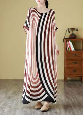 Diy Colorblock Oversized Striped Cotton Robe Dresses Summer YY024