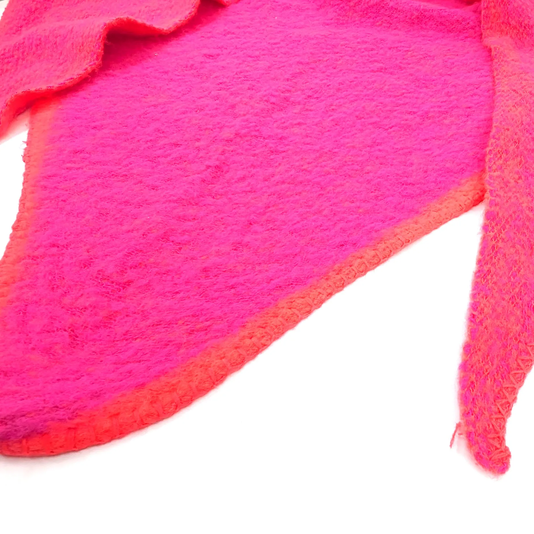 Enitsa - Woollen Triangular Scarf (75x185cm) - Neon Pink