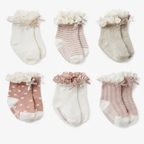 Fancy Pink Non Slip Baby Socks 6pk