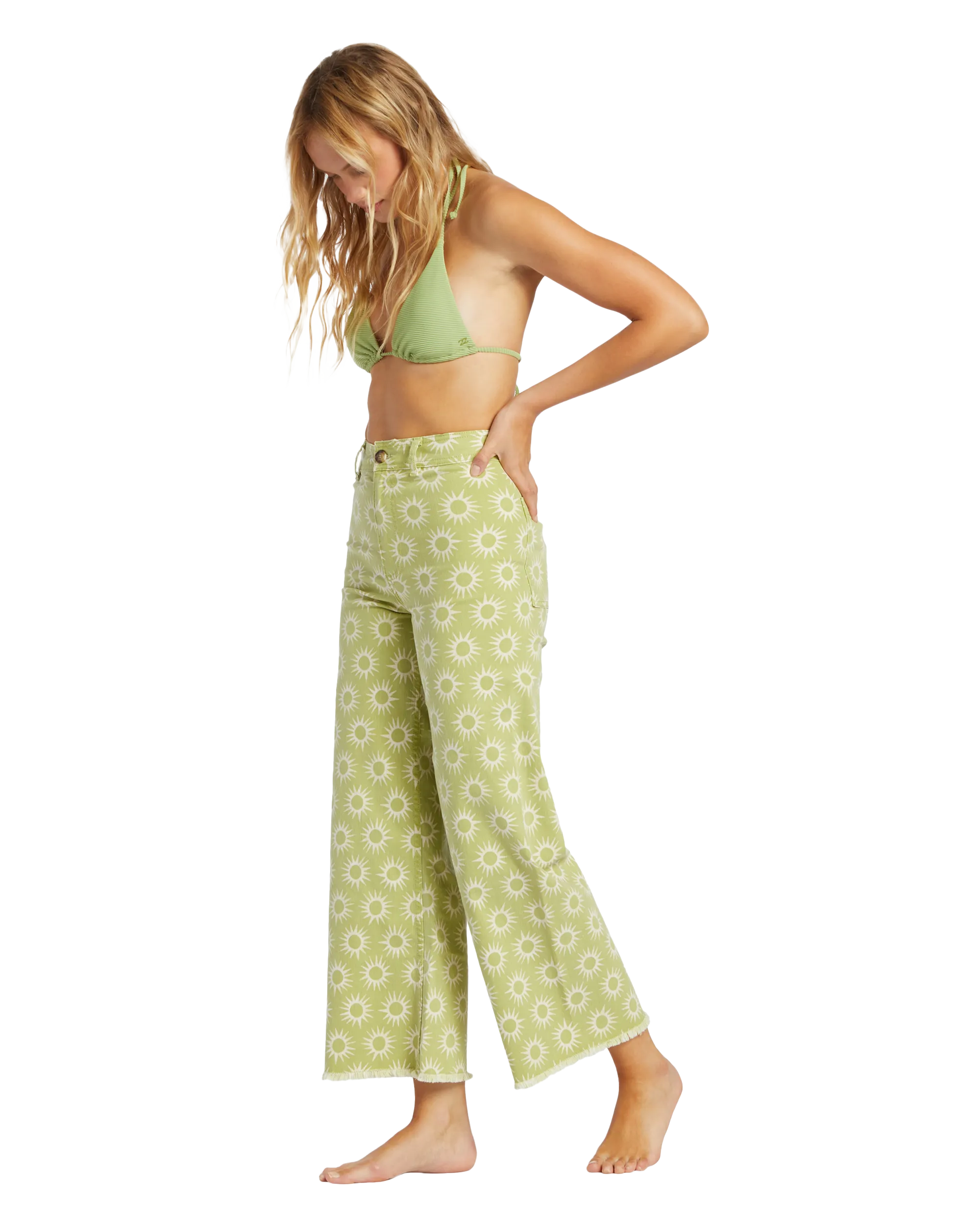 Free Fall Print Trousers in Green Eyes