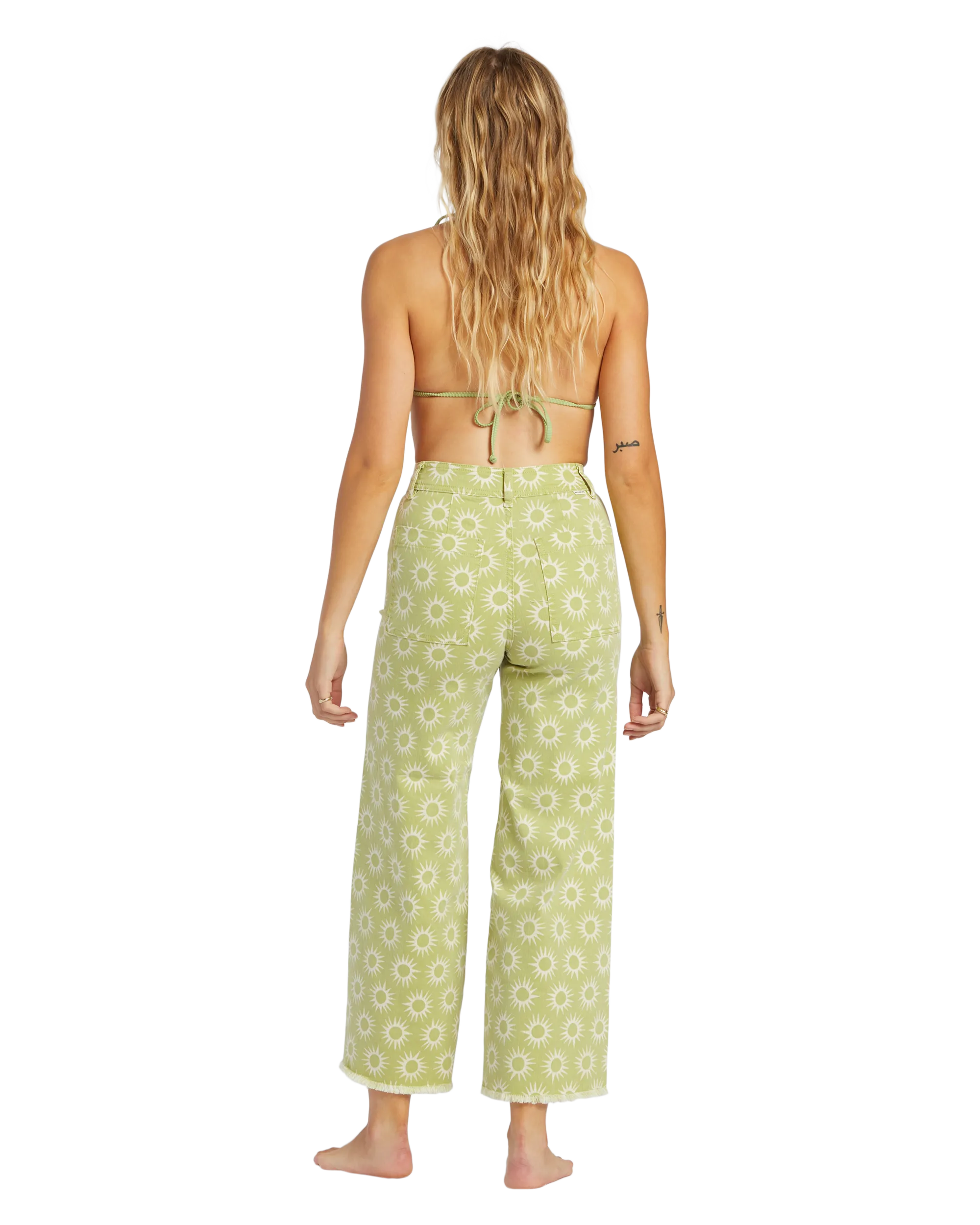 Free Fall Print Trousers in Green Eyes