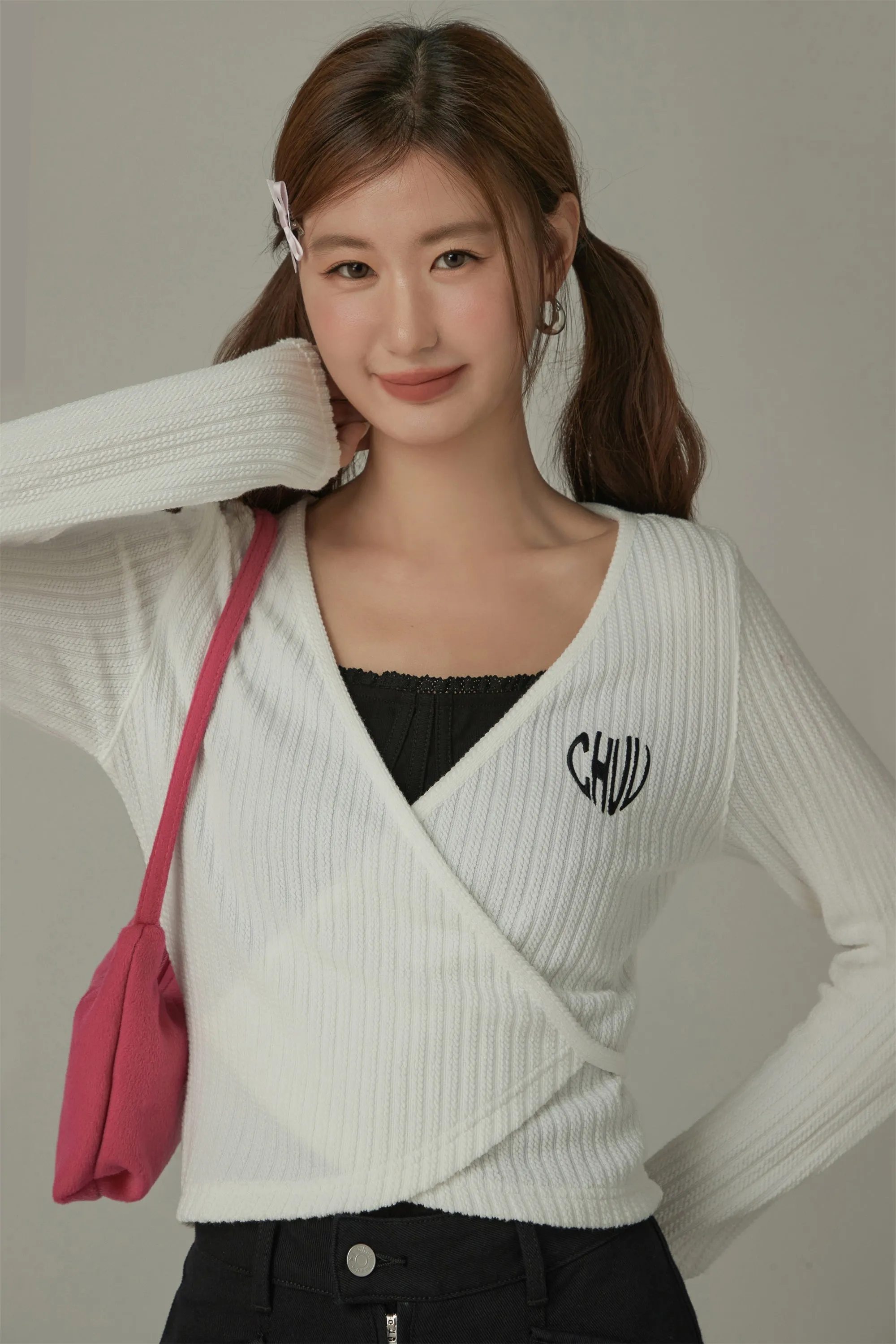 Heart Chuu Wrap Long Sleeves Cardigan