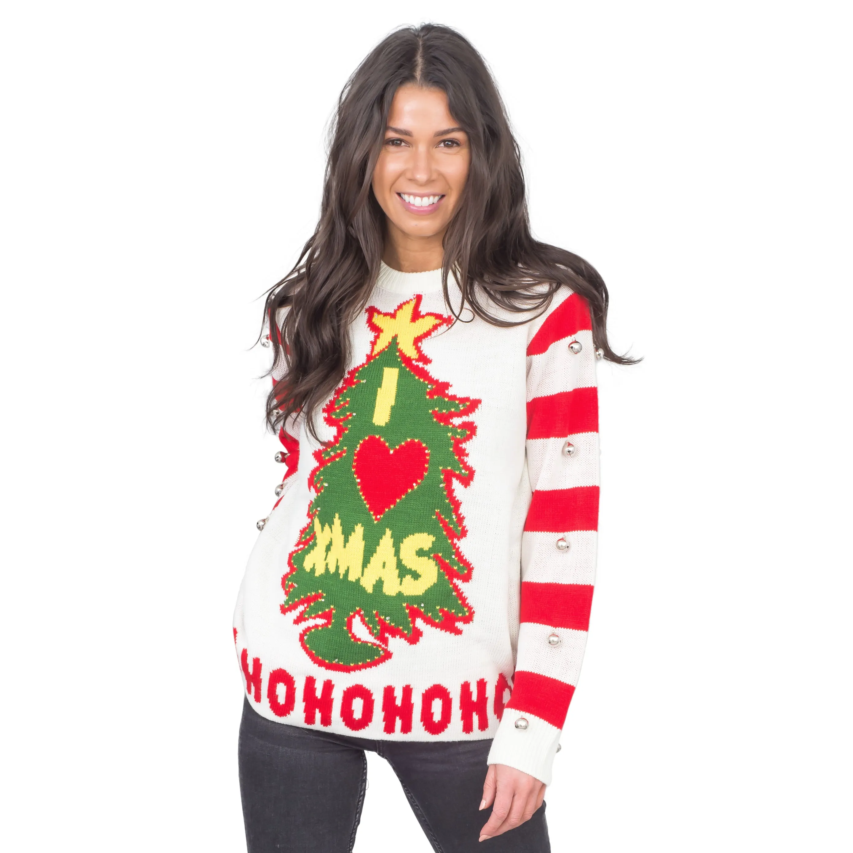 I Love Xmas HOHOHO Light Up (LED) and Bells Ugly Christmas Sweater