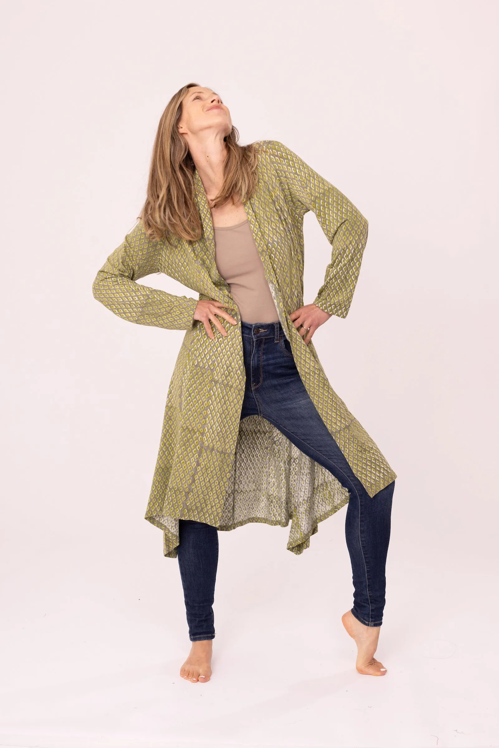 Jharna Jacket Hand-Block in Cotton Jersey Only S/M