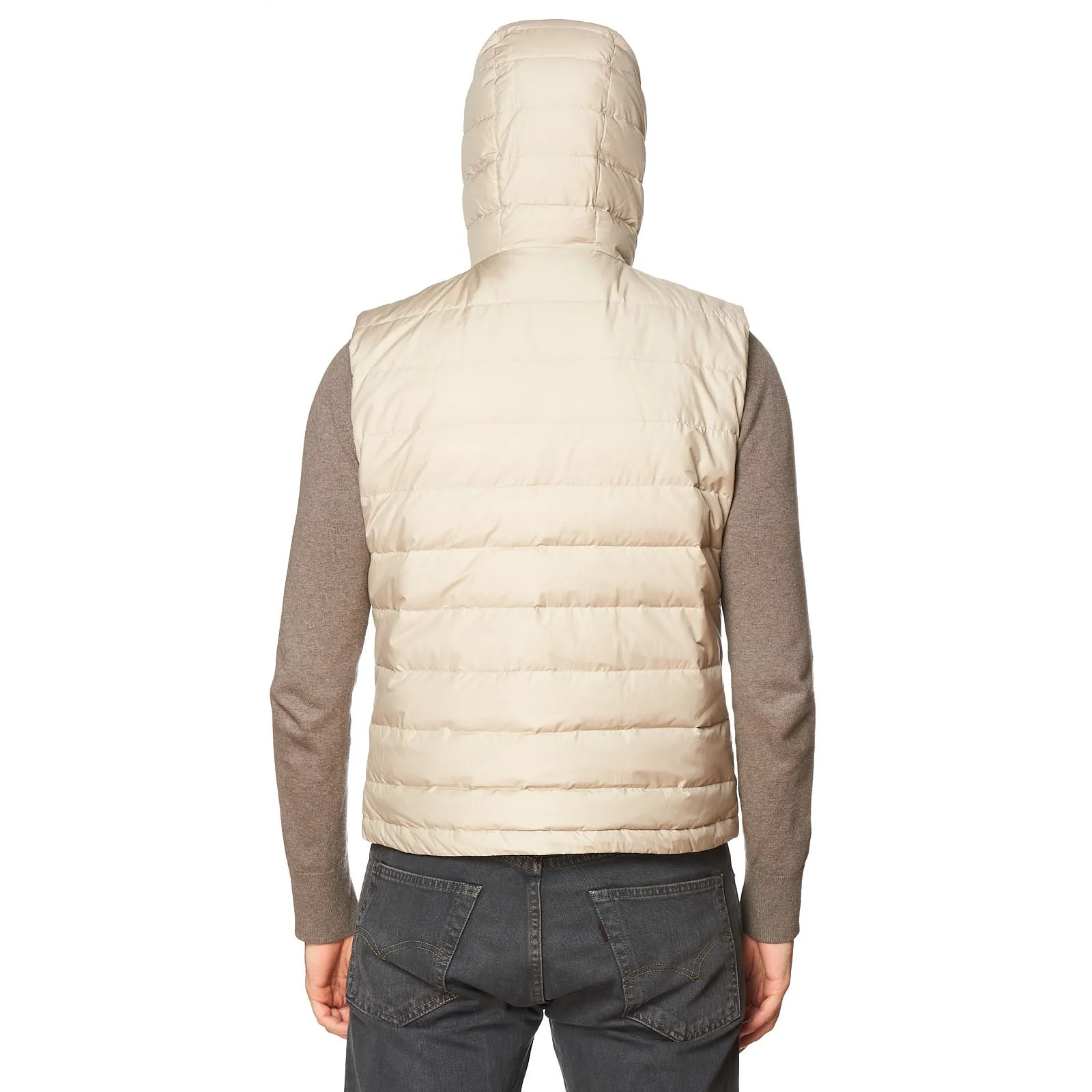 KITON KIRED Super Litek 60g "Bitta" Beige Cotton Goose Down Hooded Vest 50 M