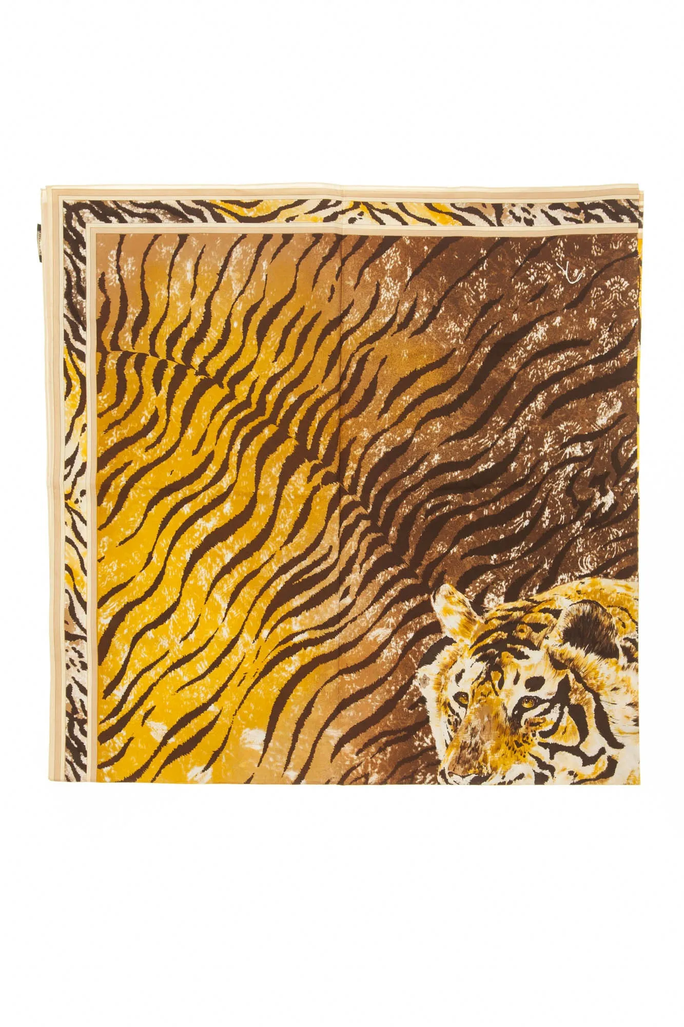 Leonard - Brown and Gold Tiger Print Scarf - One SIze