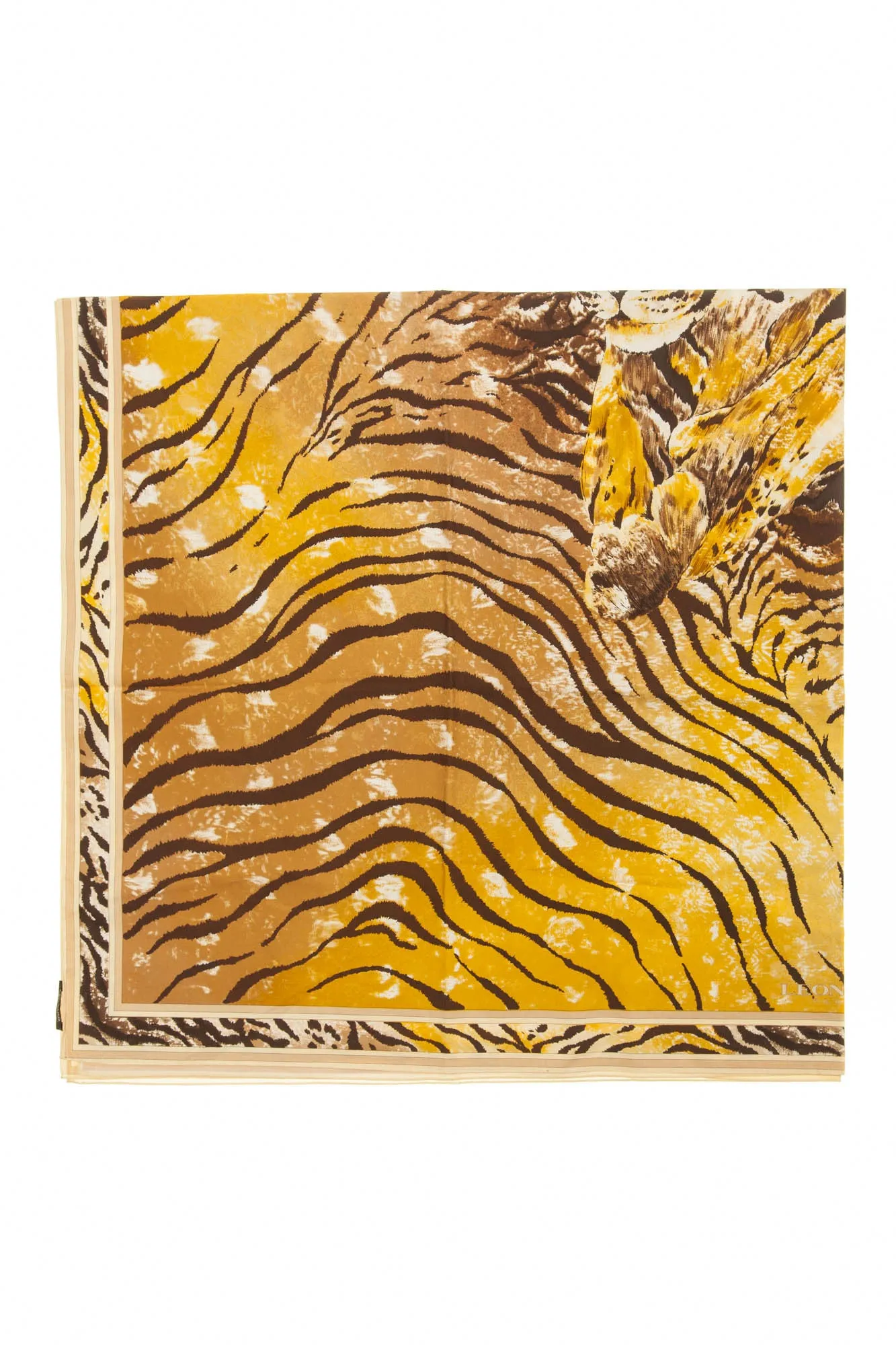 Leonard - Brown and Gold Tiger Print Scarf - One SIze