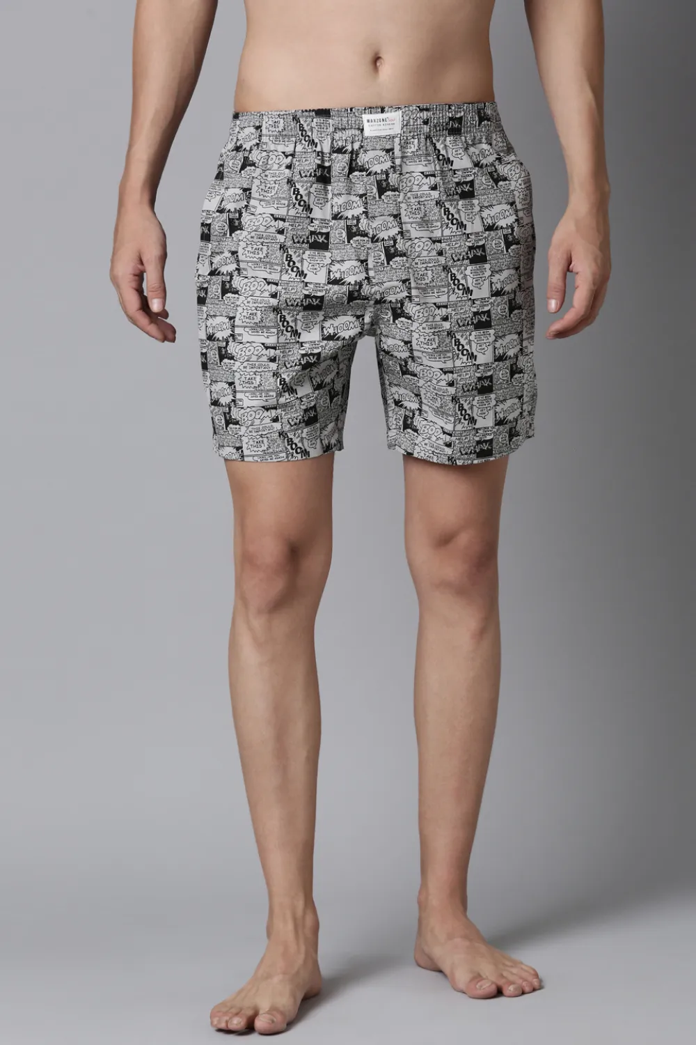 Midnight-Black Printed & Cream-Stone Printed 365 Boxers Combo