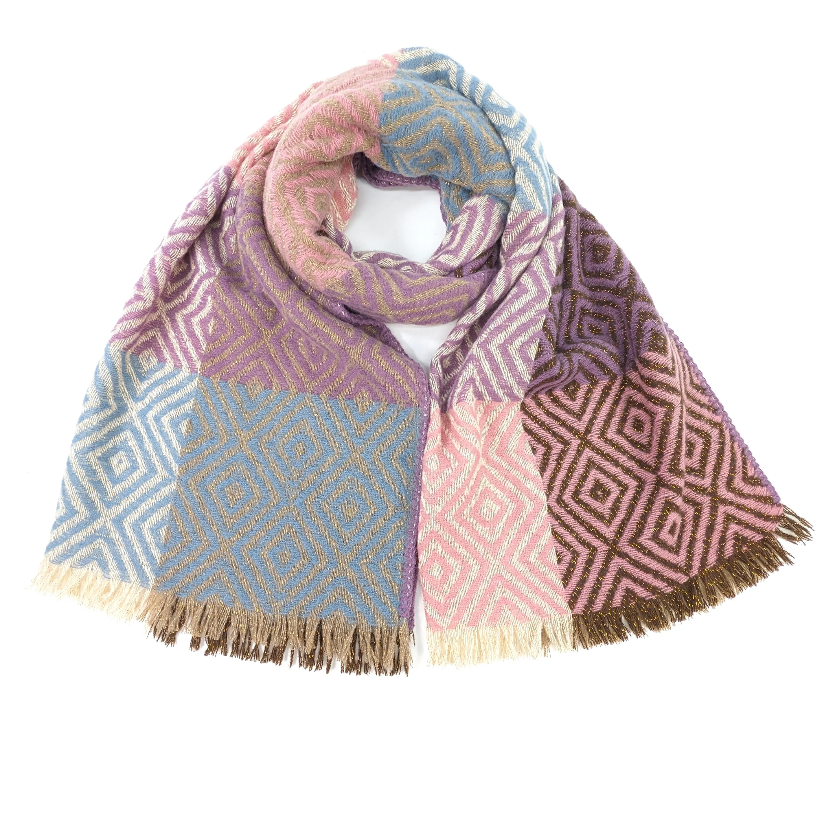 Nevsha - Sparkling Diamonds Blanket Scarf (65x180cm) - Pink/Purples