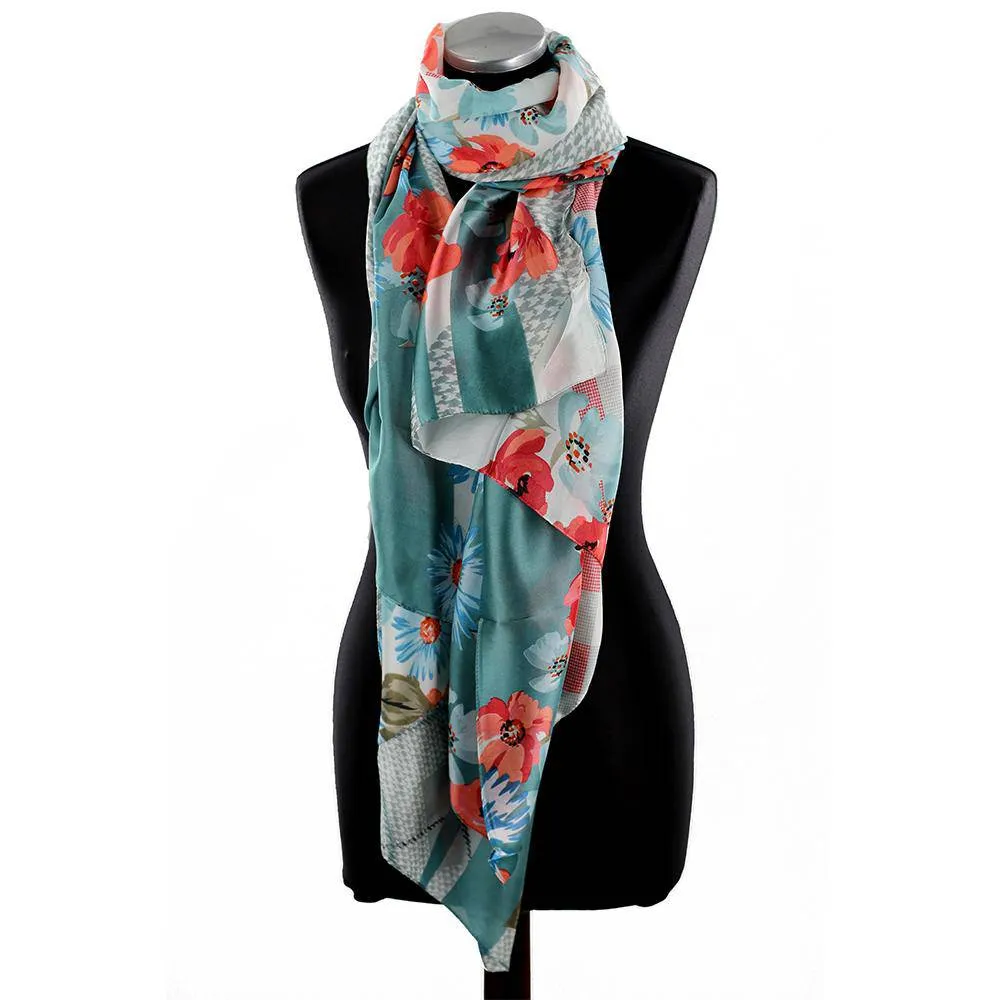 Oversized Floral Printed Scarf - Green