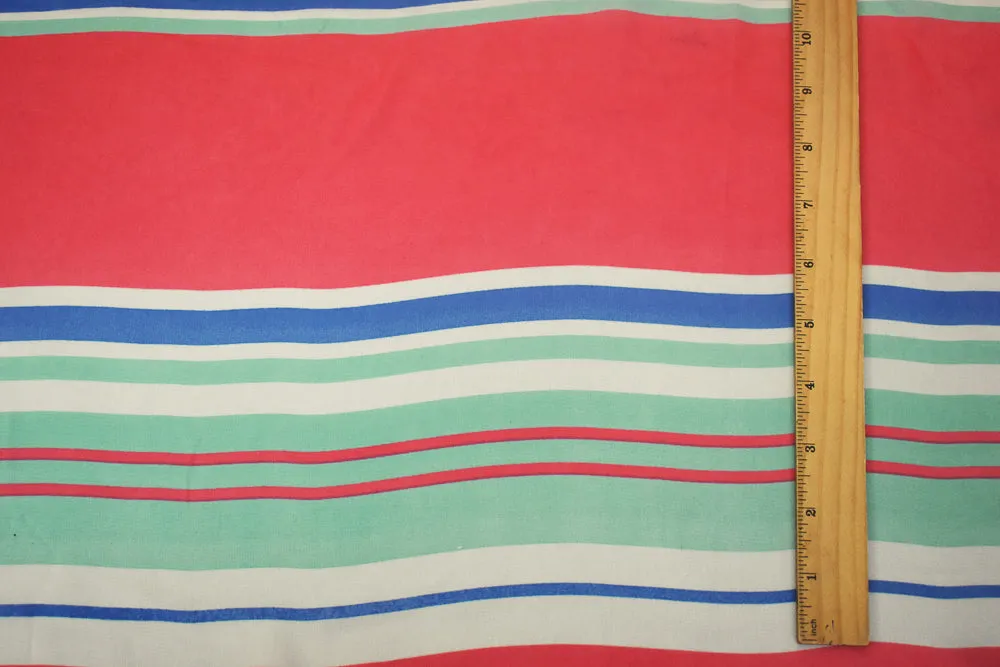 Pink-Blue-Multi Stripe Printed Poly Chiffon Woven Fabric