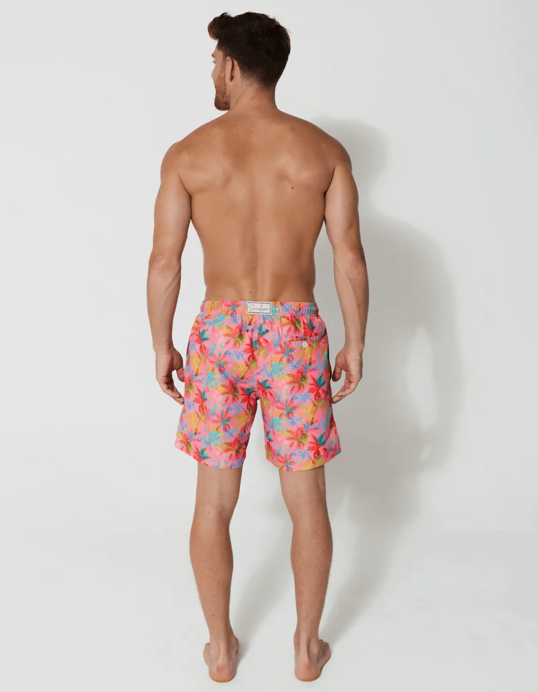 Pink Palm Mens Swim Shorts