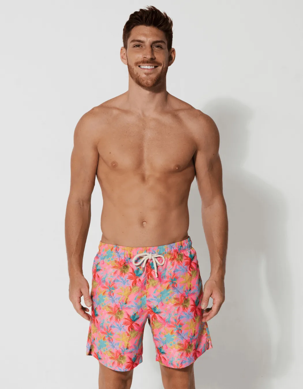 Pink Palm Mens Swim Shorts