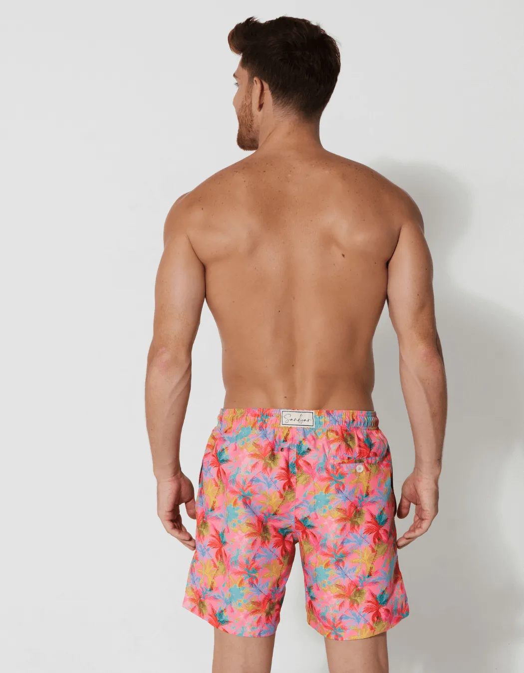 Pink Palm Mens Swim Shorts