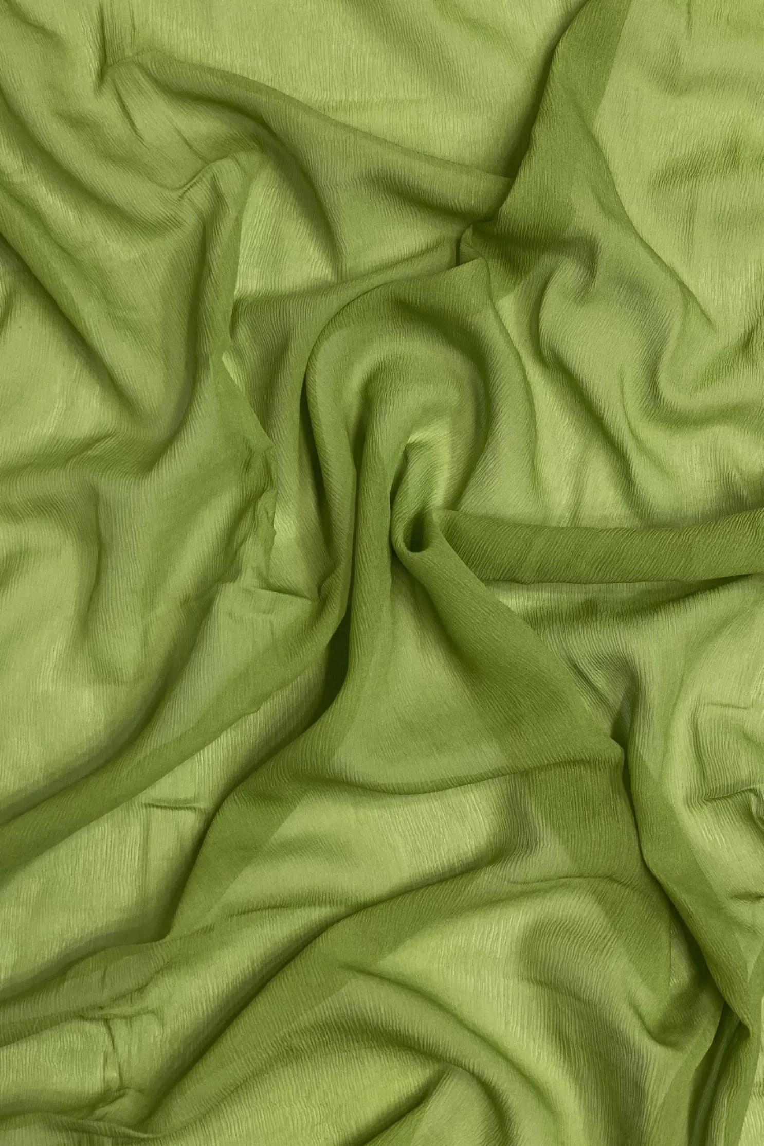 Piquant Green Silk Heavy Crinkled Chiffon HCD-043 Fabric