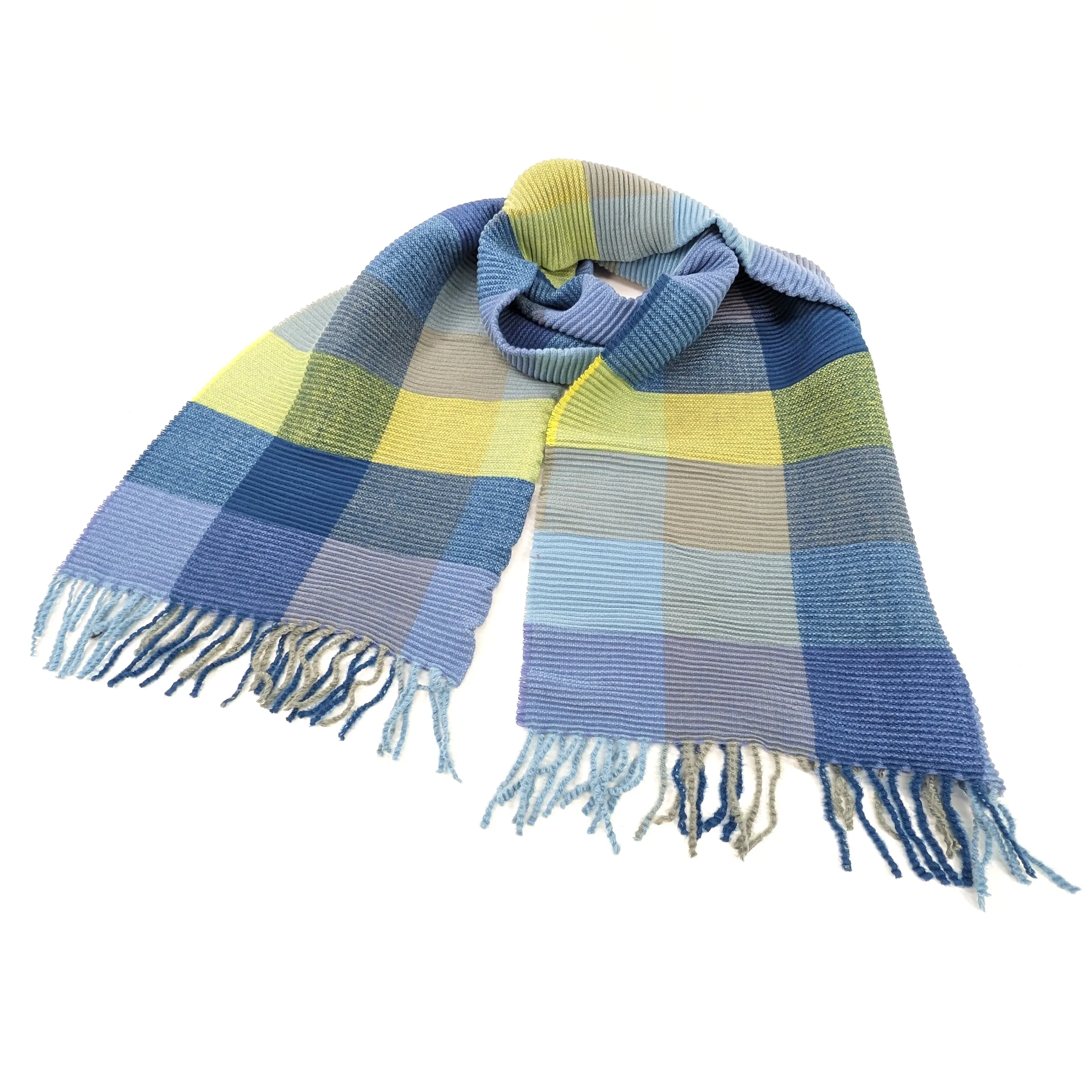 Podvis - Crinkle Squares Scarf (65x180cm) - Blues